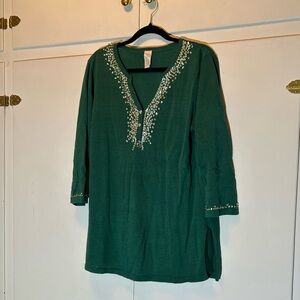 Green Tunic with Beaded Details
